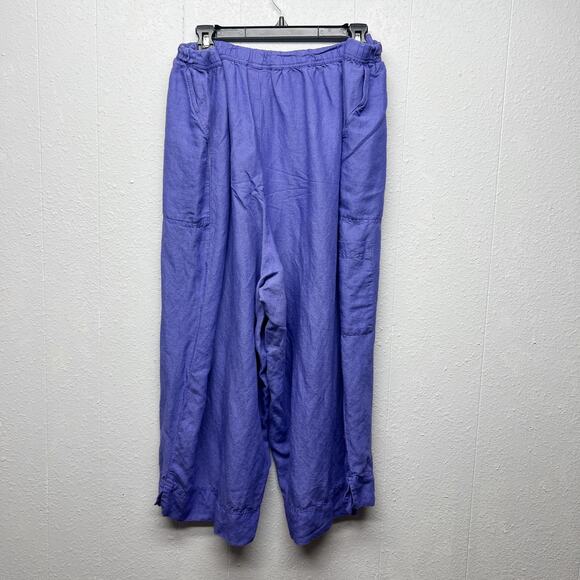 Avenue Linen Blend Cropped High Rise Langelook Beach Womens Pull On Pants 26/28 - Picture 7 of 14